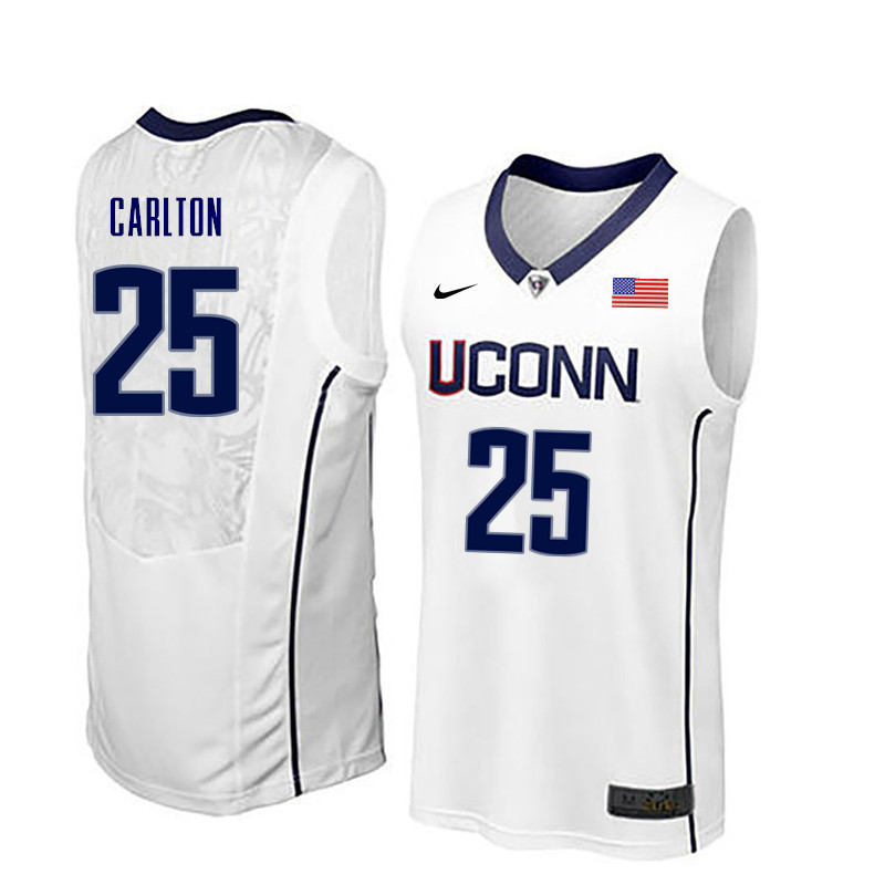 Men Uconn Huskies #25 Josh Carlton College Basketball Jerseys-White